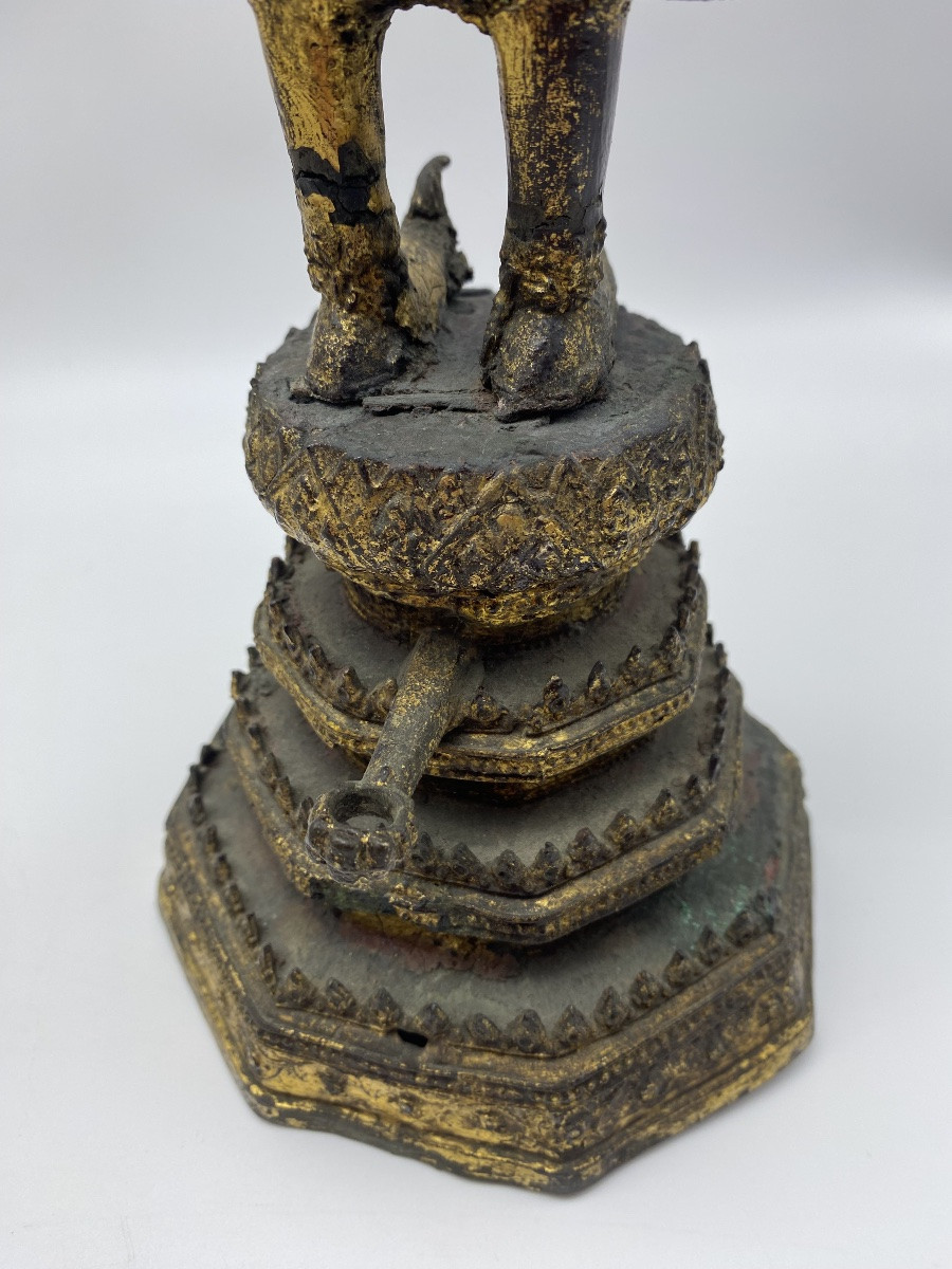 1868-1910 An Antique Thai Rattanakosin Period Gilt-bronze Statue Of The Buddha -photo-6