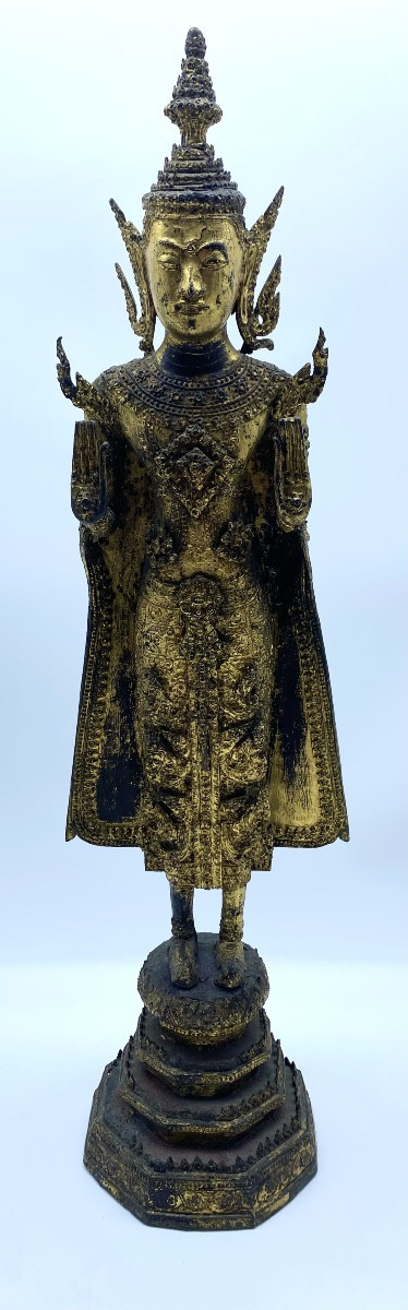 1868-1910 An Antique Thai Rattanakosin Period Gilt-bronze Statue Of The Buddha 