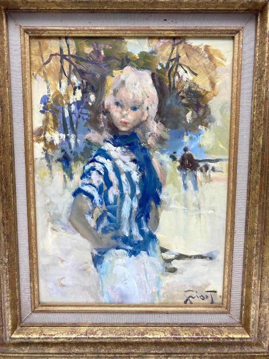 Portrait Painting Oil On Board By Pierre Grisot Paris Parisienne-photo-2