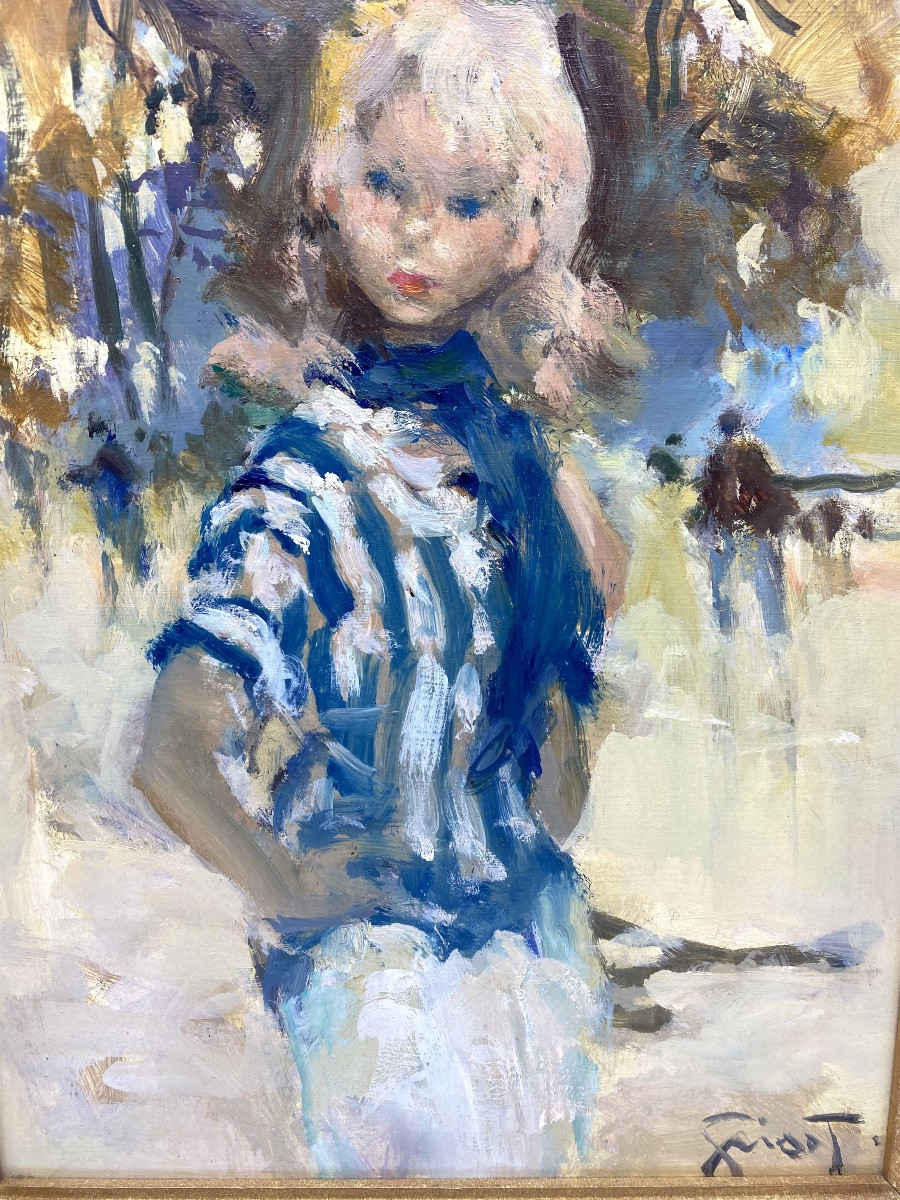 Portrait Painting Oil On Board By Pierre Grisot Paris Parisienne-photo-3