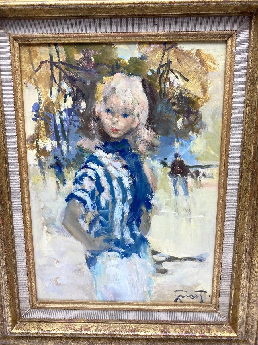 Portrait Painting Oil On Board By Pierre Grisot Paris Parisienne-photo-1
