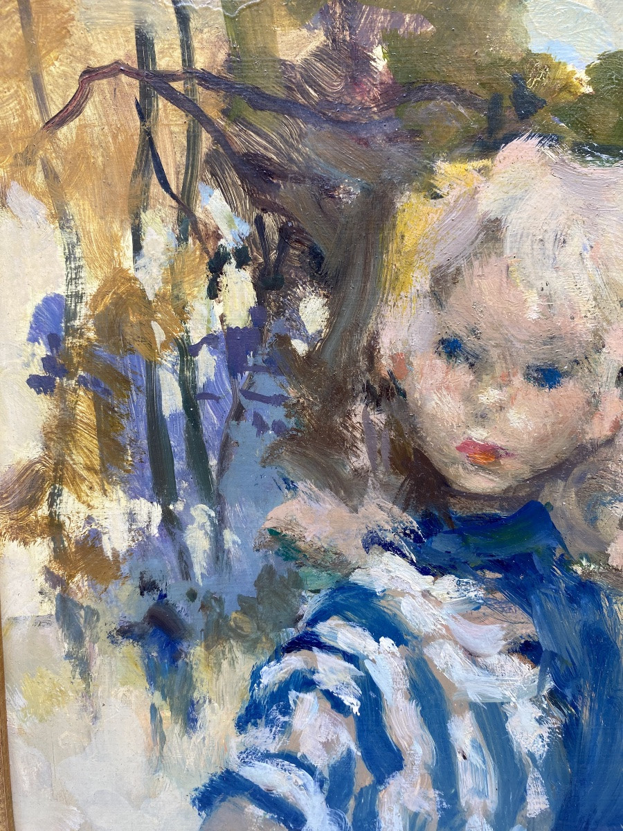 Portrait Painting Oil On Board By Pierre Grisot Paris Parisienne-photo-4