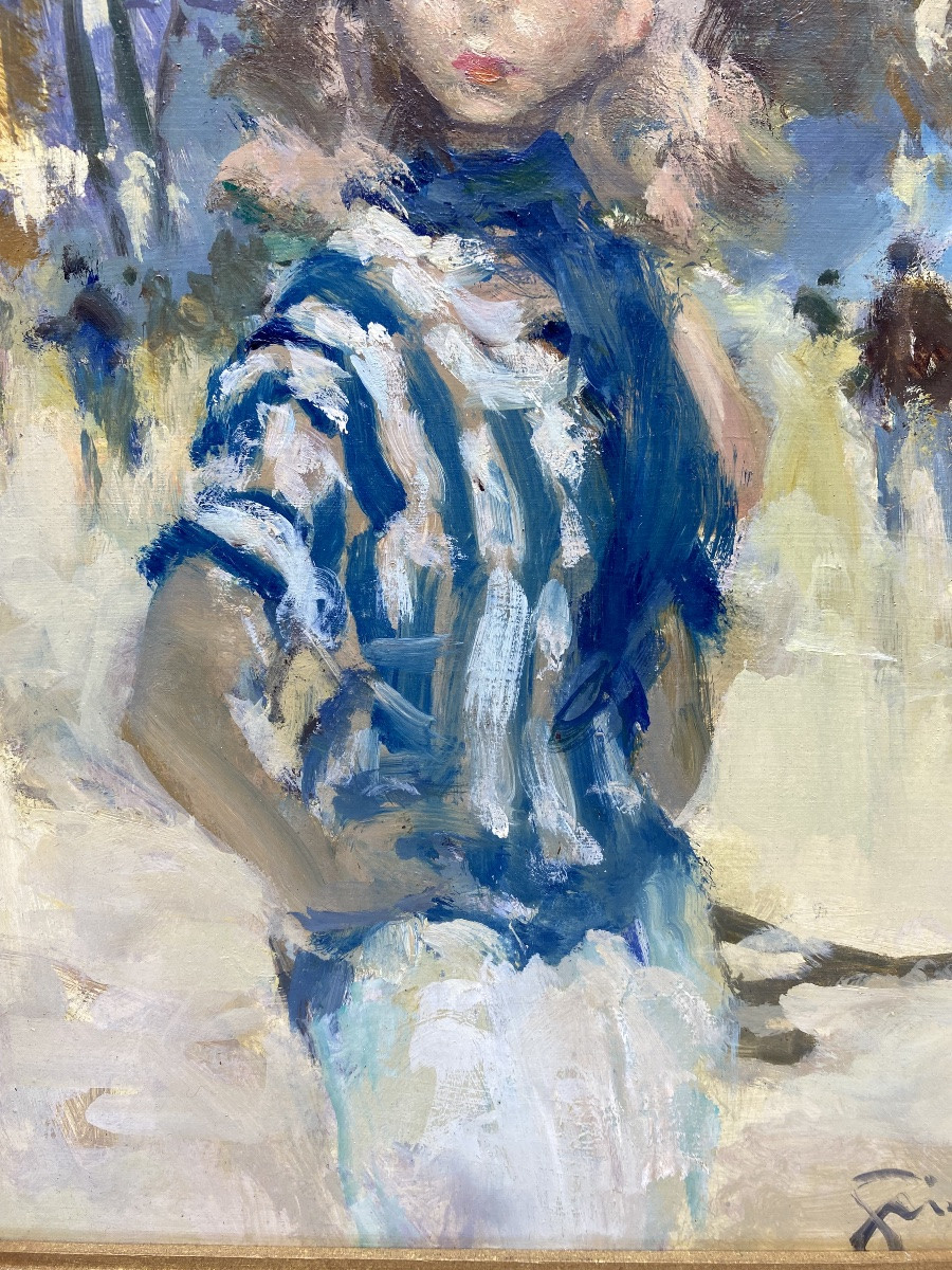 Portrait Painting Oil On Board By Pierre Grisot Paris Parisienne-photo-5