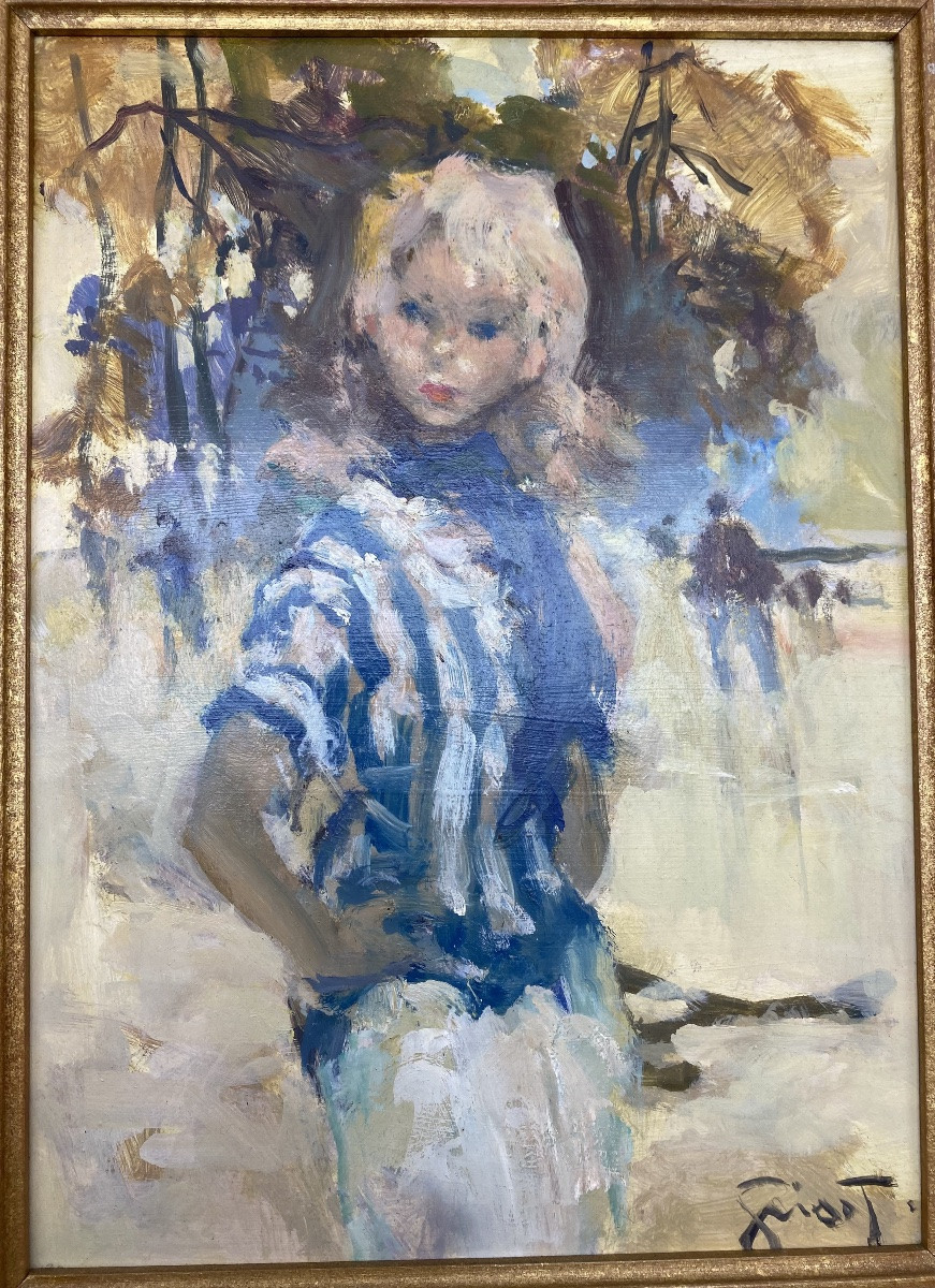 Portrait Painting Oil On Board By Pierre Grisot Paris Parisienne-photo-6