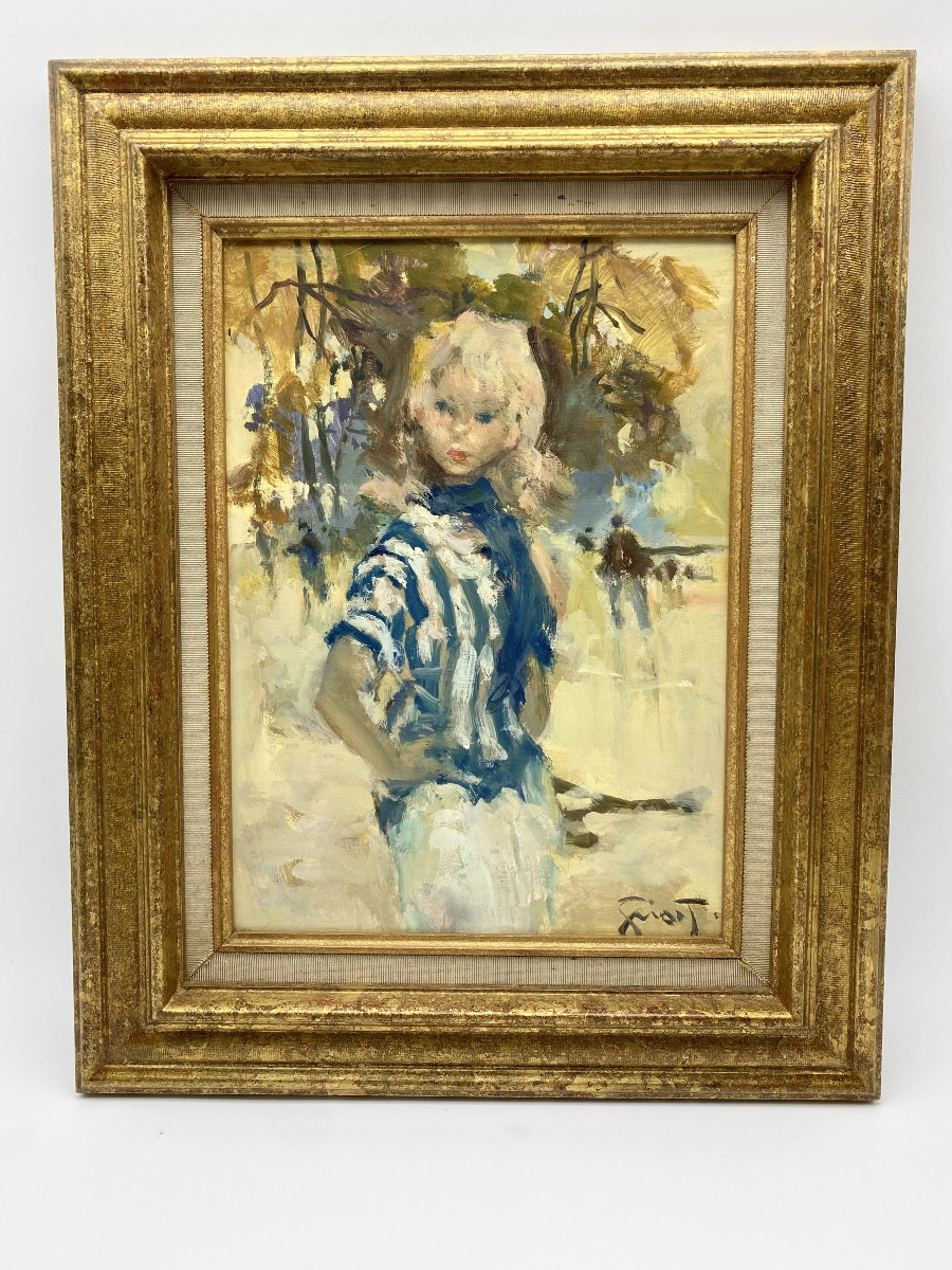 Portrait Painting Oil On Board By Pierre Grisot Paris Parisienne