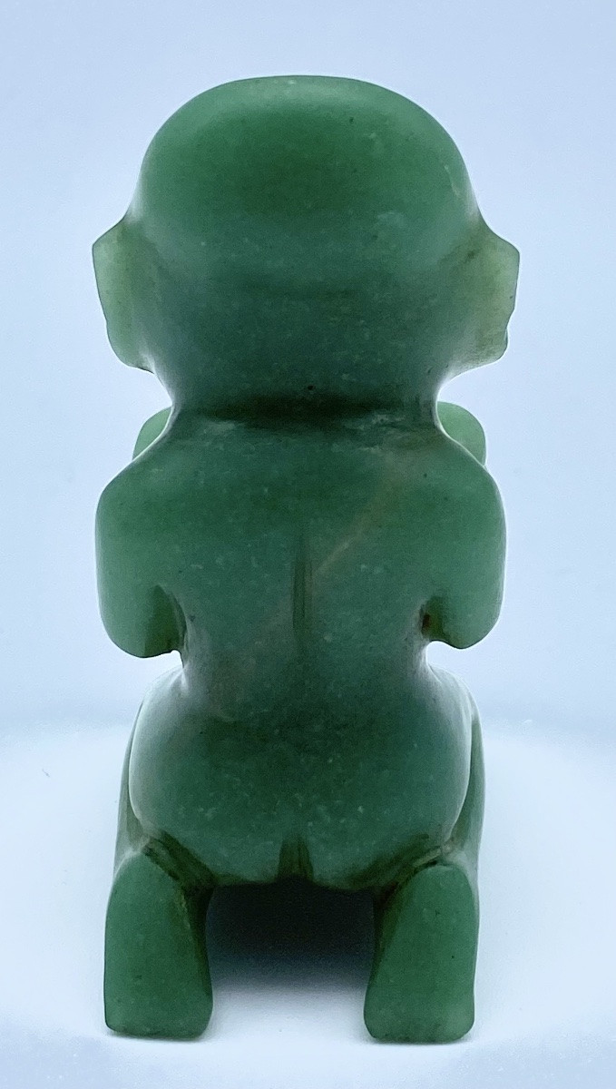 FIGURINE SCULPTURE OLMEQUE EN JADE À GENOUX DE TABASCO PRÉCOLOMBIENNE-photo-4