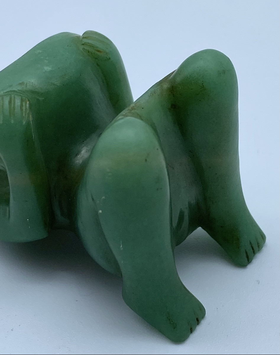 FIGURINE SCULPTURE OLMEQUE EN JADE À GENOUX DE TABASCO PRÉCOLOMBIENNE-photo-3