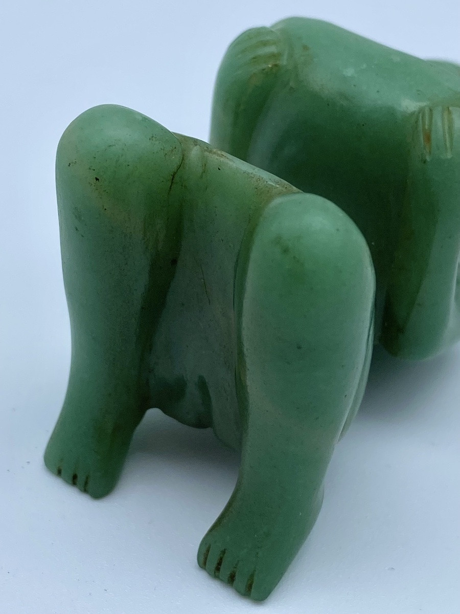 FIGURINE SCULPTURE OLMEQUE EN JADE À GENOUX DE TABASCO PRÉCOLOMBIENNE-photo-5