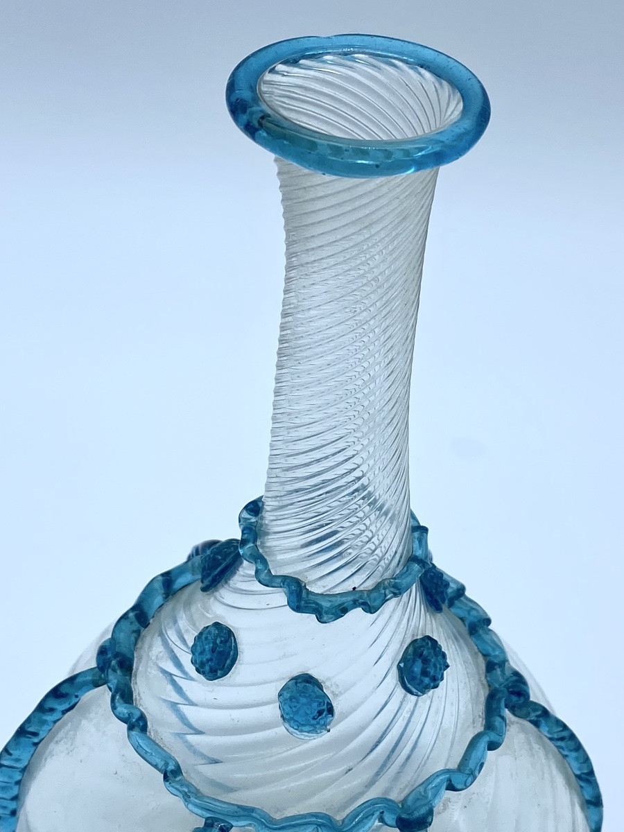 BOUTEILLE ANCIENNE EN VERRE DE MURANO VENISE ITALIENNE DU XVIIIE SIÈCLE-photo-3