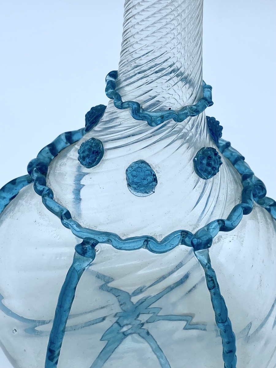 BOUTEILLE ANCIENNE EN VERRE DE MURANO VENISE ITALIENNE DU XVIIIE SIÈCLE-photo-4
