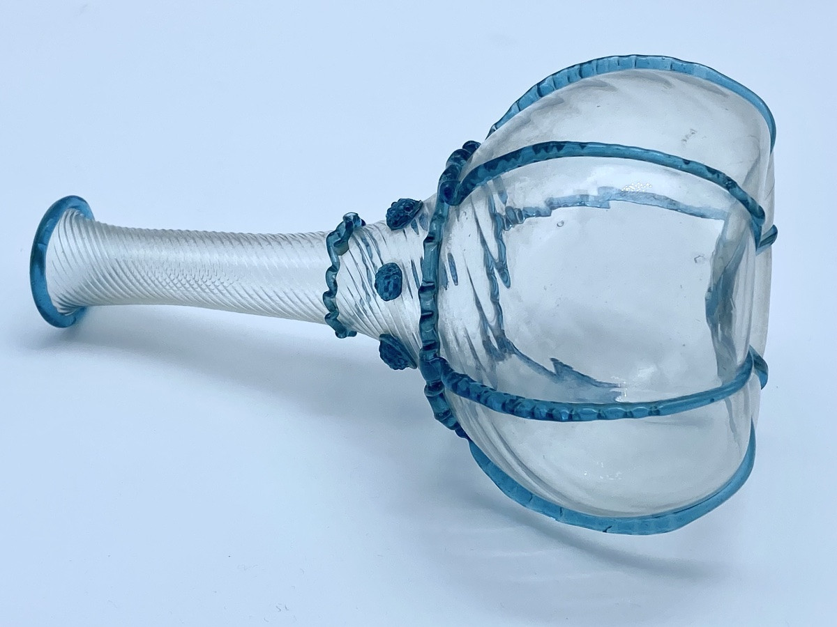 BOUTEILLE ANCIENNE EN VERRE DE MURANO VENISE ITALIENNE DU XVIIIE SIÈCLE-photo-1