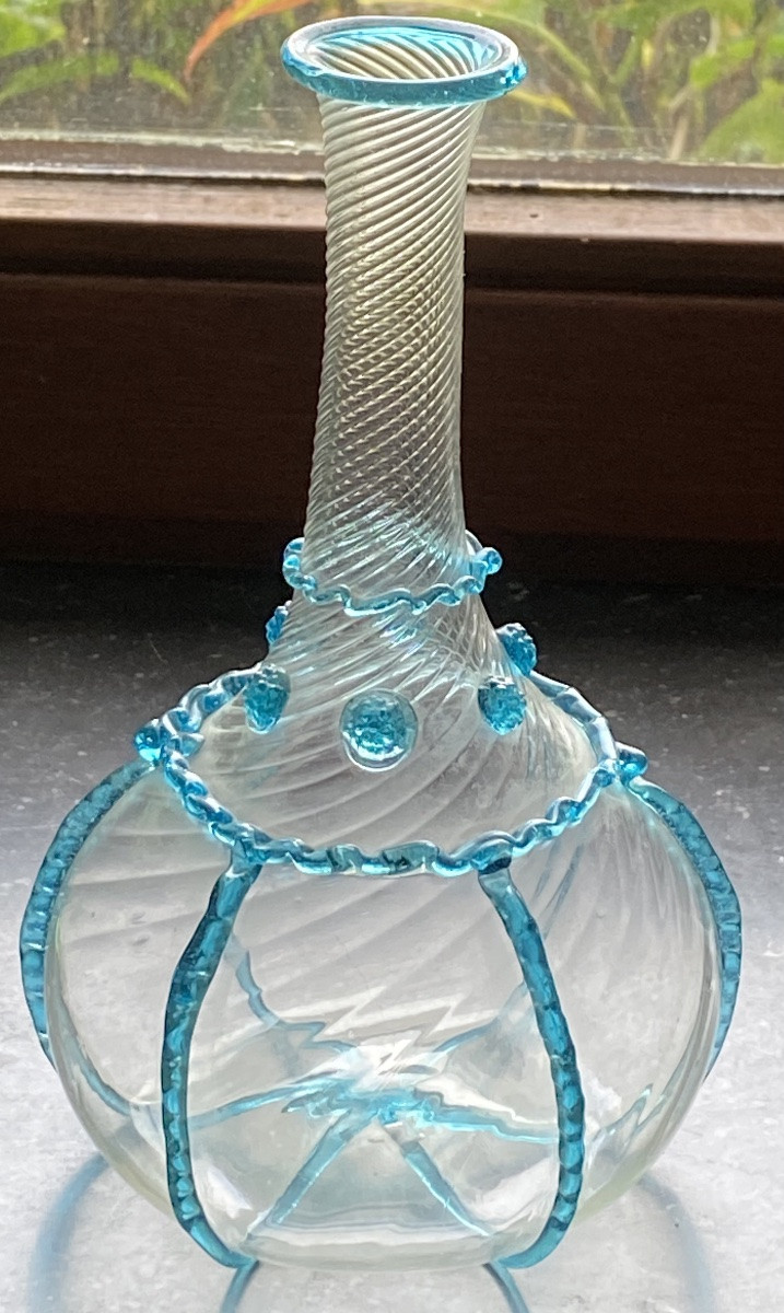 BOUTEILLE ANCIENNE EN VERRE DE MURANO VENISE ITALIENNE DU XVIIIE SIÈCLE-photo-4