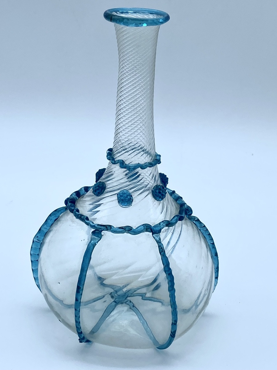 BOUTEILLE ANCIENNE EN VERRE DE MURANO VENISE ITALIENNE DU XVIIIE SIÈCLE
