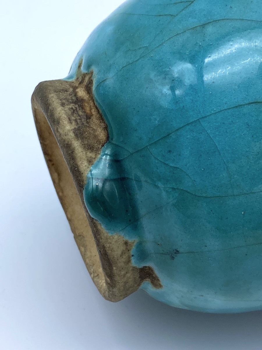 Antique Persian Islamic Safavid Ceramic Vase With Turquoise Glaze-photo-7