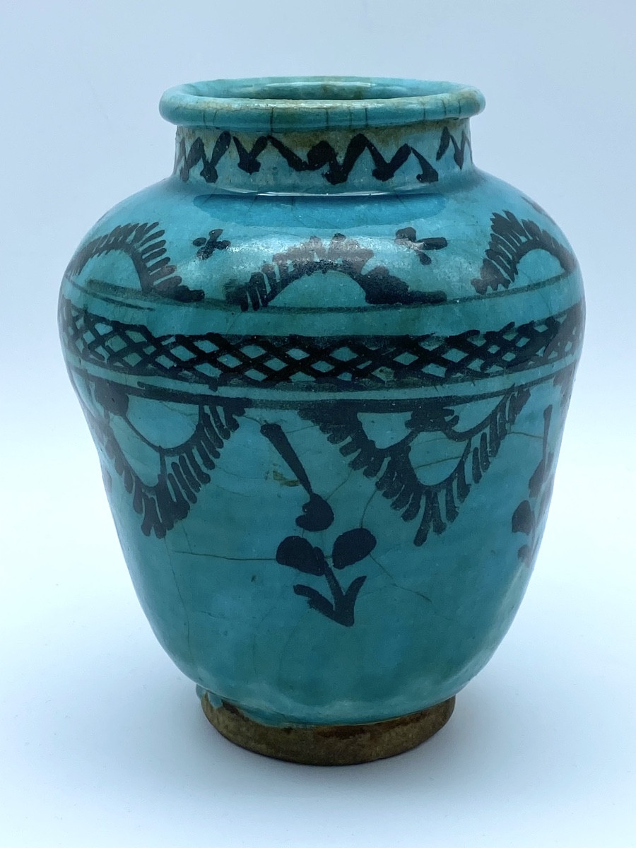 Antique Persian Islamic Safavid Ceramic Vase With Turquoise Glaze