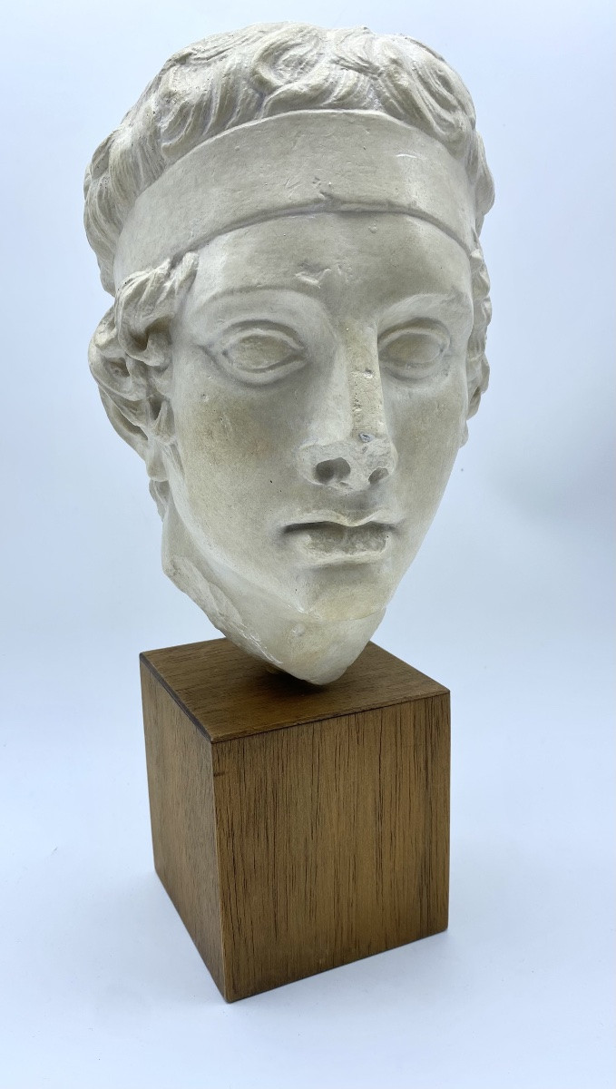 Roman Head In Plaster And Marble After An Original Greek Diadumenus-photo-2