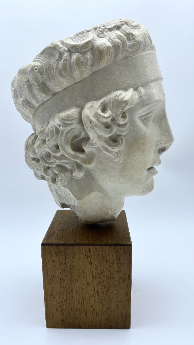 Roman Head In Plaster And Marble After An Original Greek Diadumenus-photo-3