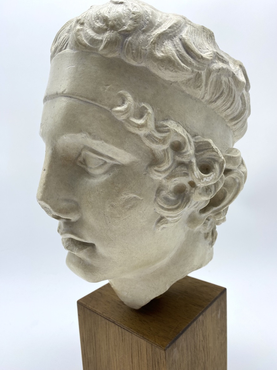 Roman Head In Plaster And Marble After An Original Greek Diadumenus-photo-4