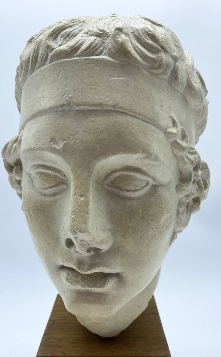 Roman Head In Plaster And Marble After An Original Greek Diadumenus-photo-7