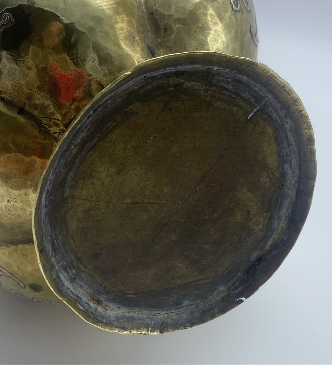 Ancient Syrian Vase With Six Lobes, In The Mamluk Style, In Brass Inlaid With Silver And Copper-photo-6