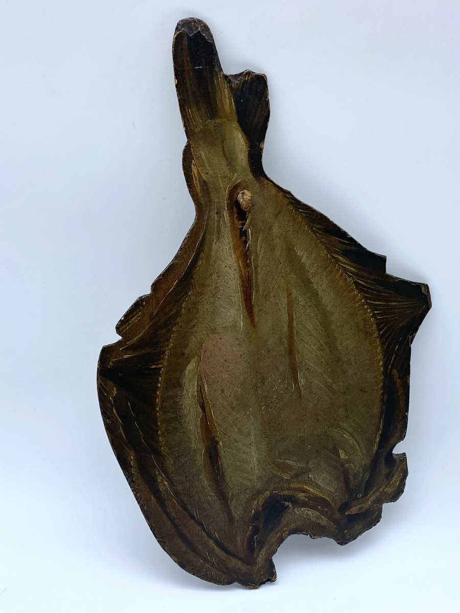 RARE PEINTURE DE PROFIL DE POISSON D'ART POPULAIRE HOLLANDAIS ANCIEN DU XIXE SIÈCLE SUR PANNEAU-photo-2