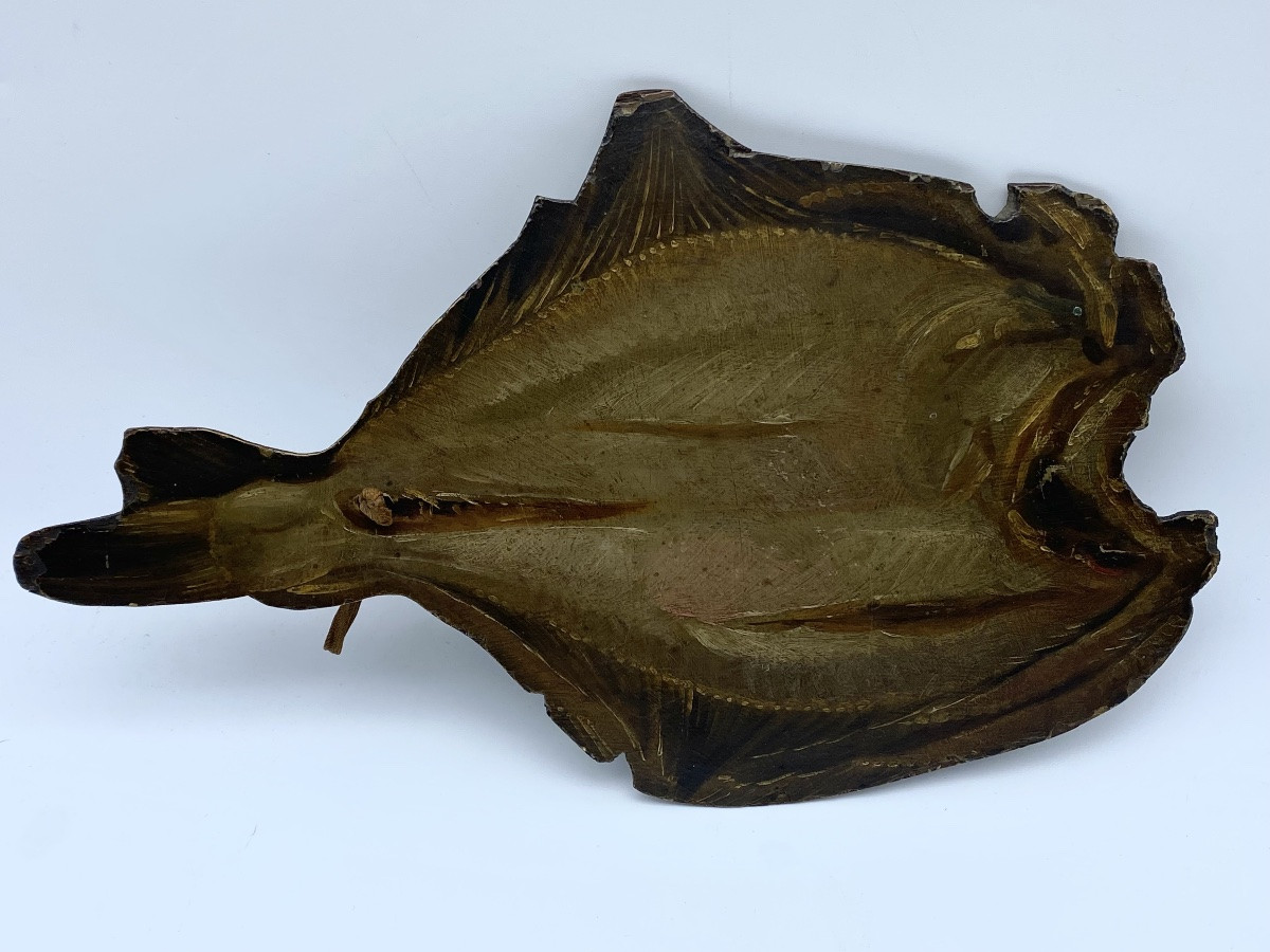 RARE PEINTURE DE PROFIL DE POISSON D'ART POPULAIRE HOLLANDAIS ANCIEN DU XIXE SIÈCLE SUR PANNEAU-photo-4