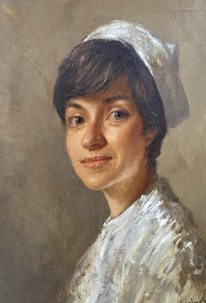 Omer Van Vosselen (belgium 1934-1993) Painting Portrait Of A Woman Oil On Canvas-photo-4