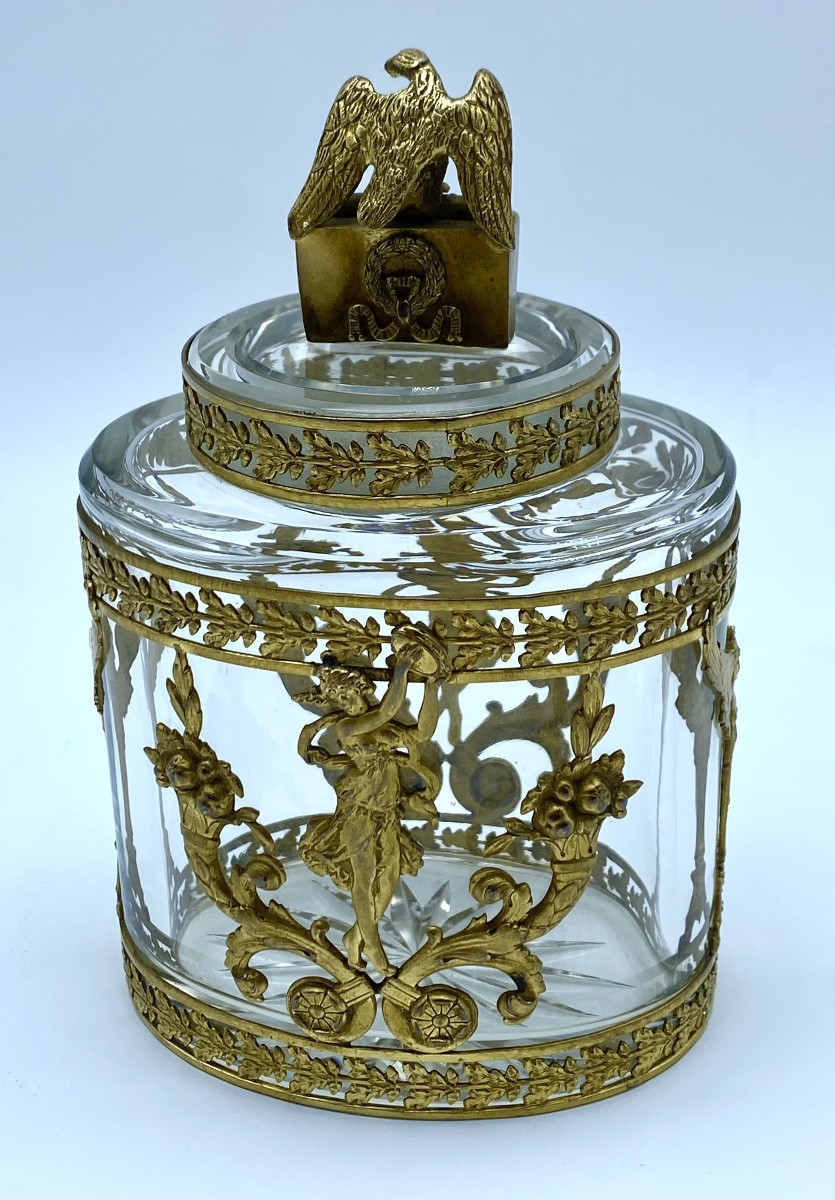 France Empire Flacon de parfum ancien du XIXe siècle en baccarat et bronze doré-photo-2