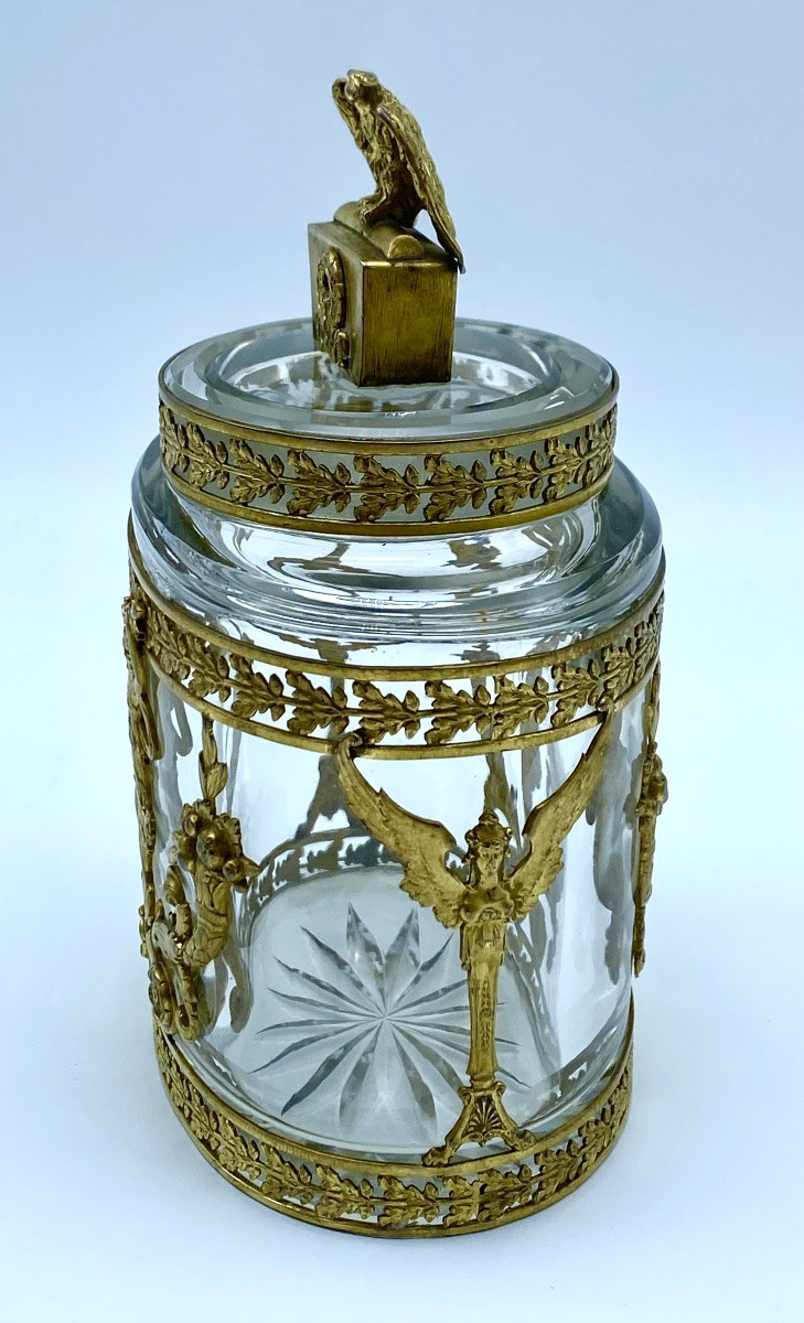 France Empire Flacon de parfum ancien du XIXe siècle en baccarat et bronze doré-photo-1