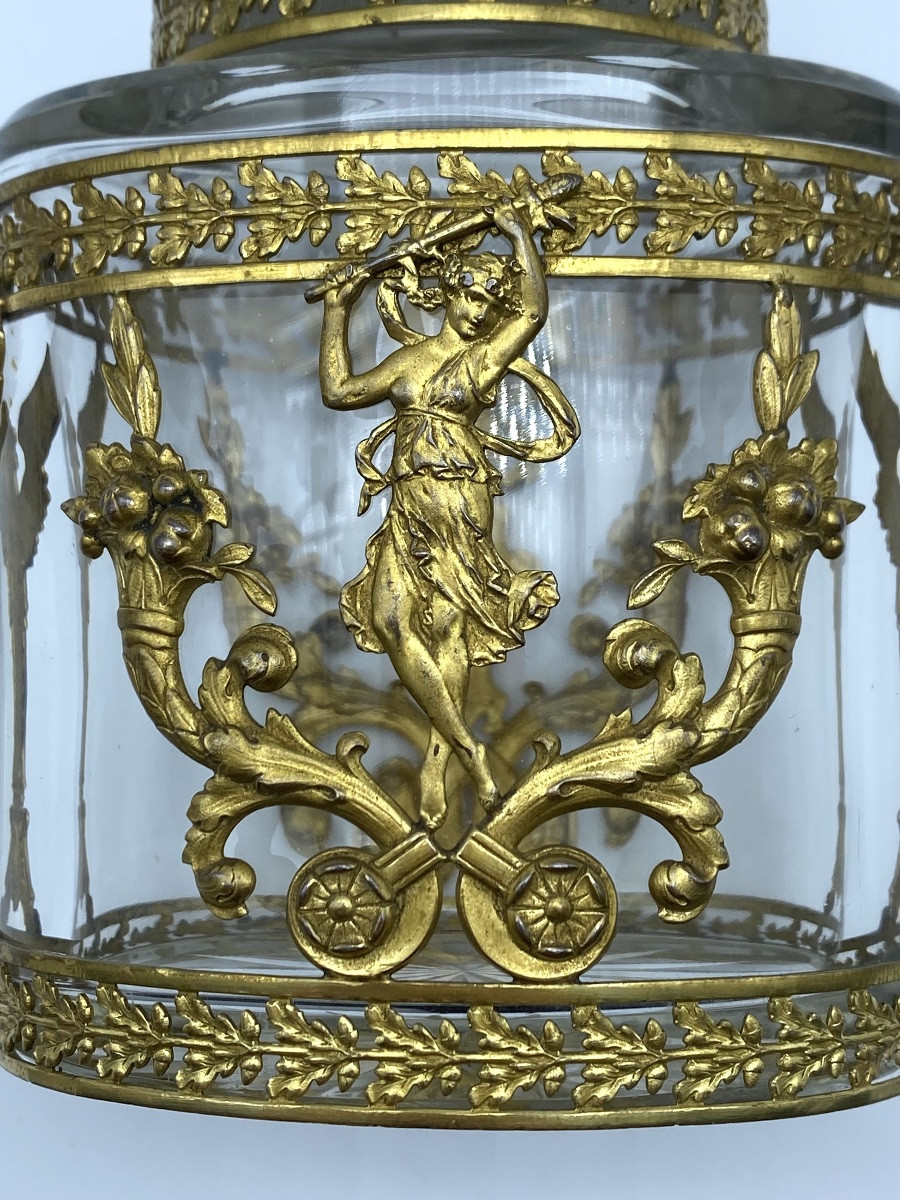 France Empire Flacon de parfum ancien du XIXe siècle en baccarat et bronze doré-photo-2