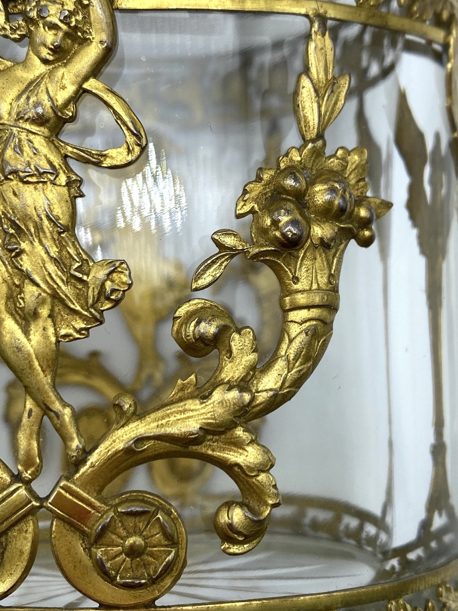 France Empire Flacon de parfum ancien du XIXe siècle en baccarat et bronze doré-photo-3