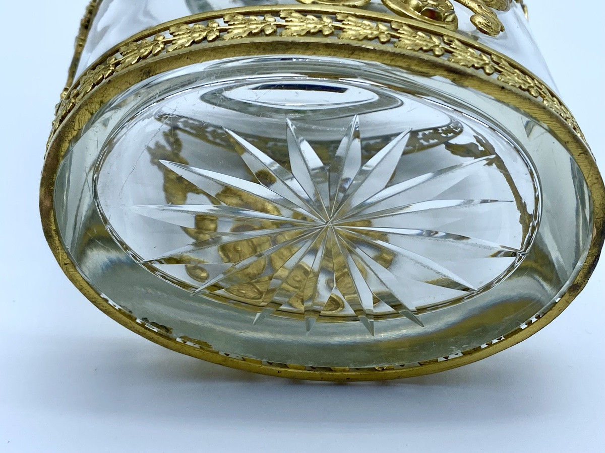 France Empire Flacon de parfum ancien du XIXe siècle en baccarat et bronze doré-photo-4