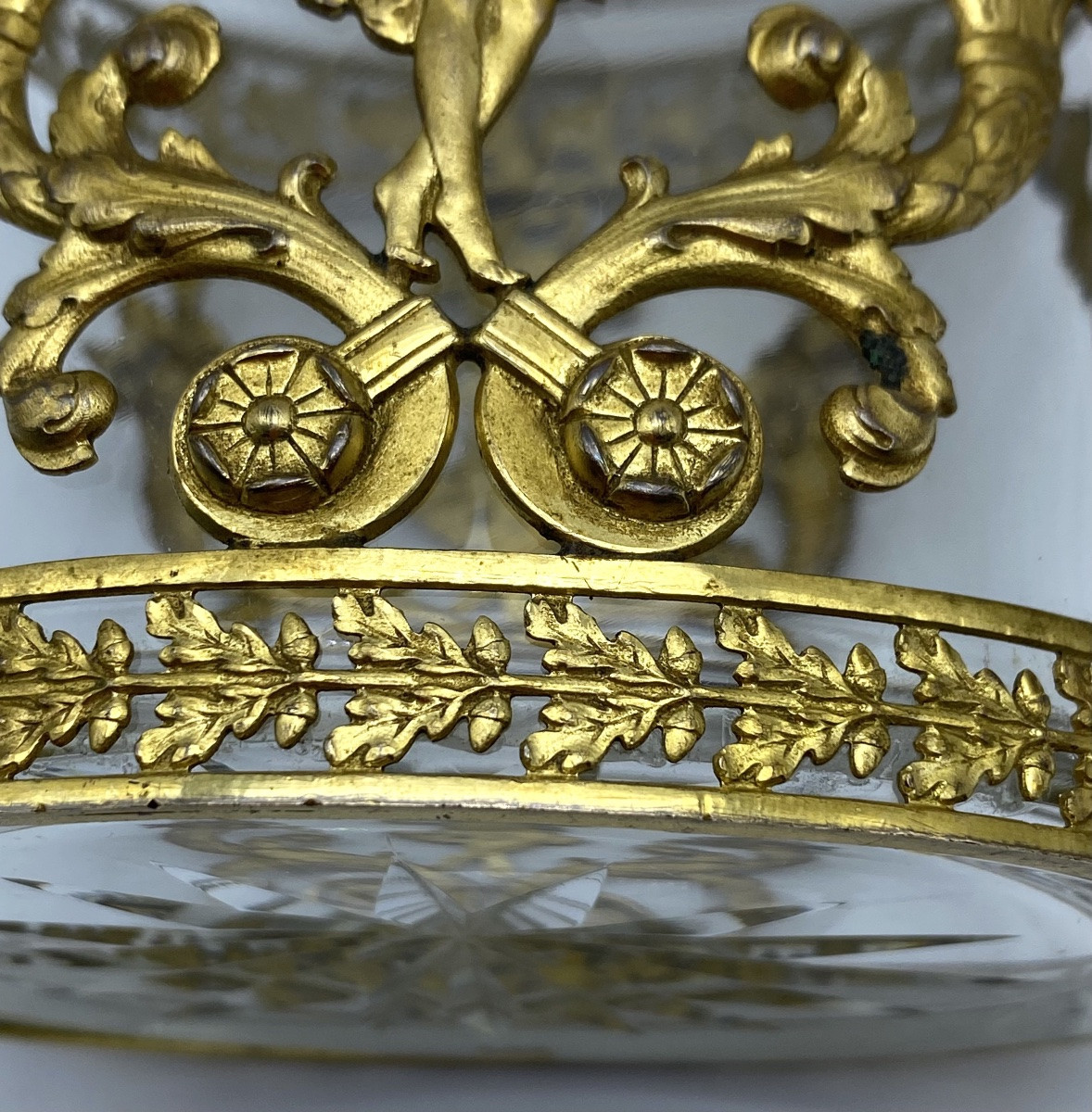 France Empire Flacon de parfum ancien du XIXe siècle en baccarat et bronze doré-photo-6