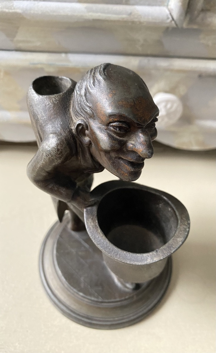 19th Century Rare Caricature Of A Hunchback Matchholder Pyrogen Style Daumier-photo-1