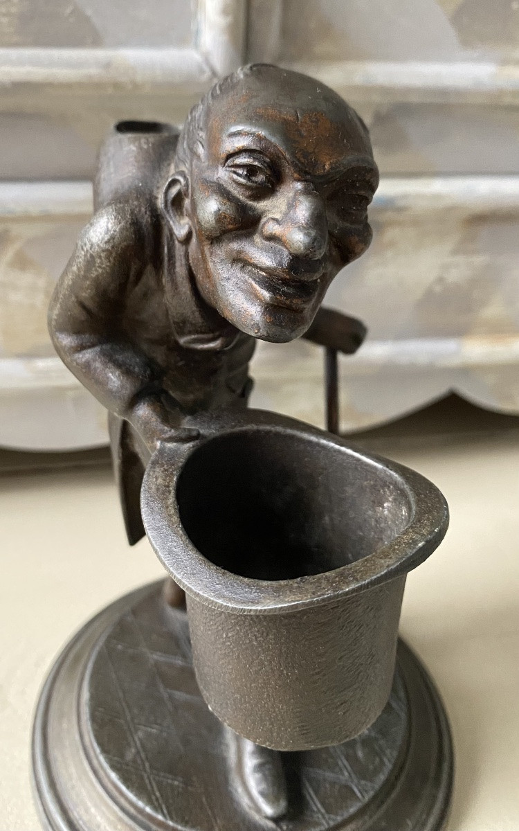 19th Century Rare Caricature Of A Hunchback Matchholder Pyrogen Style Daumier-photo-2