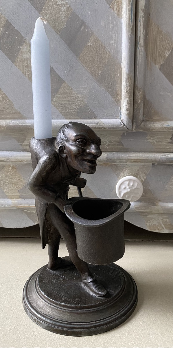 19th Century Rare Caricature Of A Hunchback Matchholder Pyrogen Style Daumier