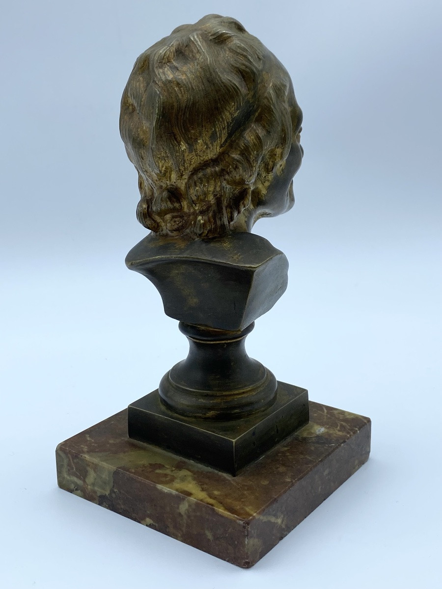 XIXE FRANCE D'APRÈS JEAN-ANTOINE HOUDON BUSTE EN BRONZE DE VOLTAIRE-photo-3
