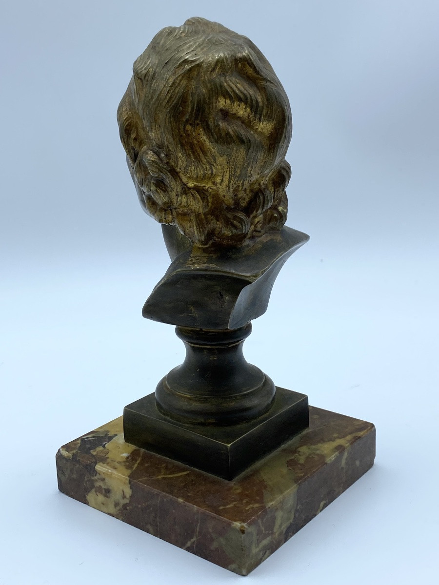 XIXE FRANCE D'APRÈS JEAN-ANTOINE HOUDON BUSTE EN BRONZE DE VOLTAIRE-photo-4