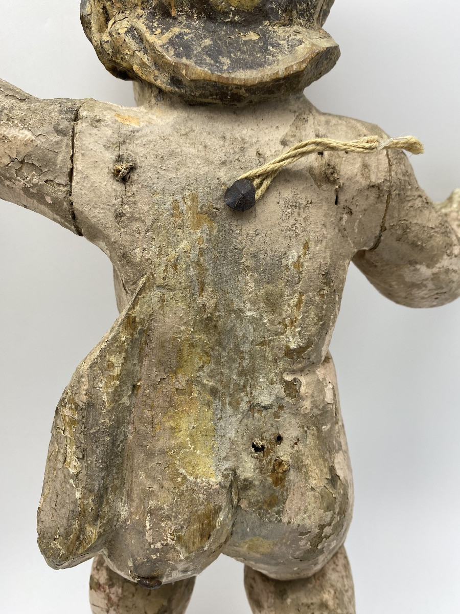 France, 18th Century, Pair Of Puttis Angels In Sculptted And Polychromed Wood-photo-3