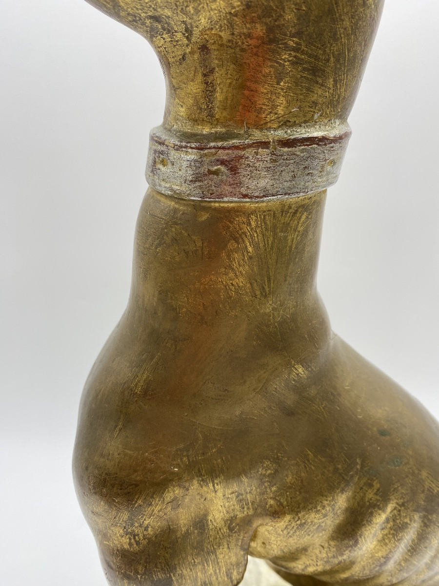 Italian Statue In Gilded Wood Of A Greyhound Whippet-photo-7