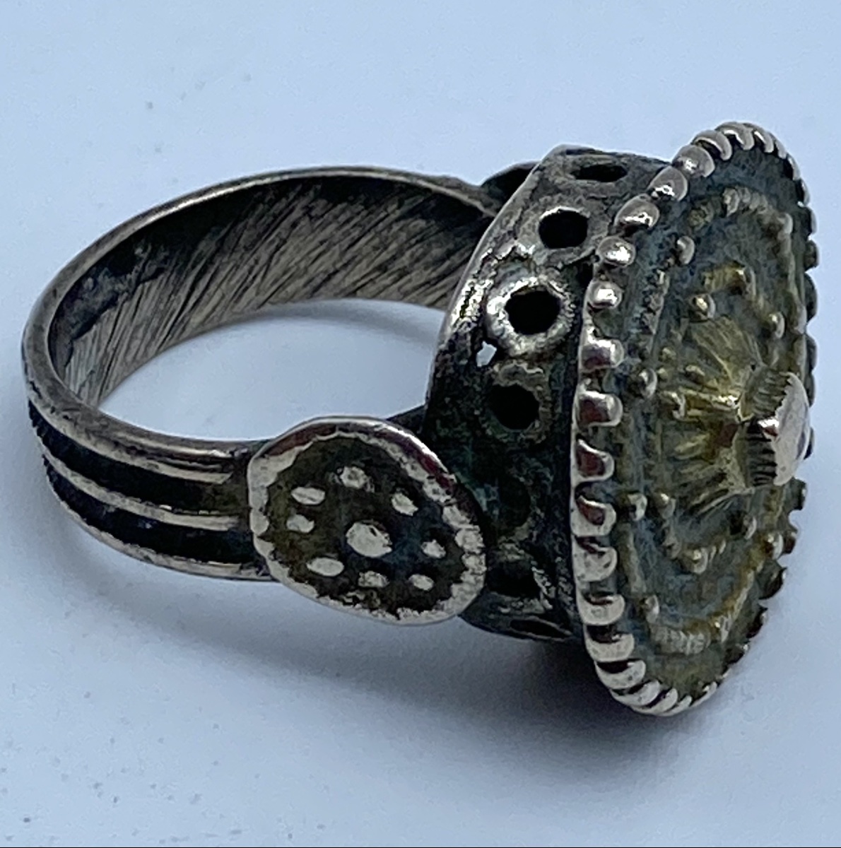 France Late Byzantine Knight's Ring In Gilded Silver From The Haute époque-photo-2