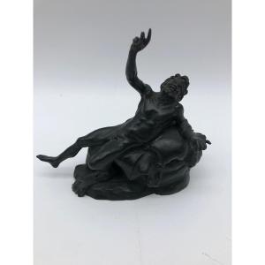 XIX Antique Patinated Bronze Grand Tour Of The Drunk Satyr From The Villa Dei Papiri 