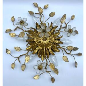 XX Plafonnier Italien Florentin En  Verre Murano Par Banci Firenze