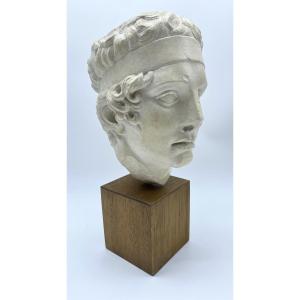 Roman Head In Plaster And Marble After An Original Greek Diadumenus