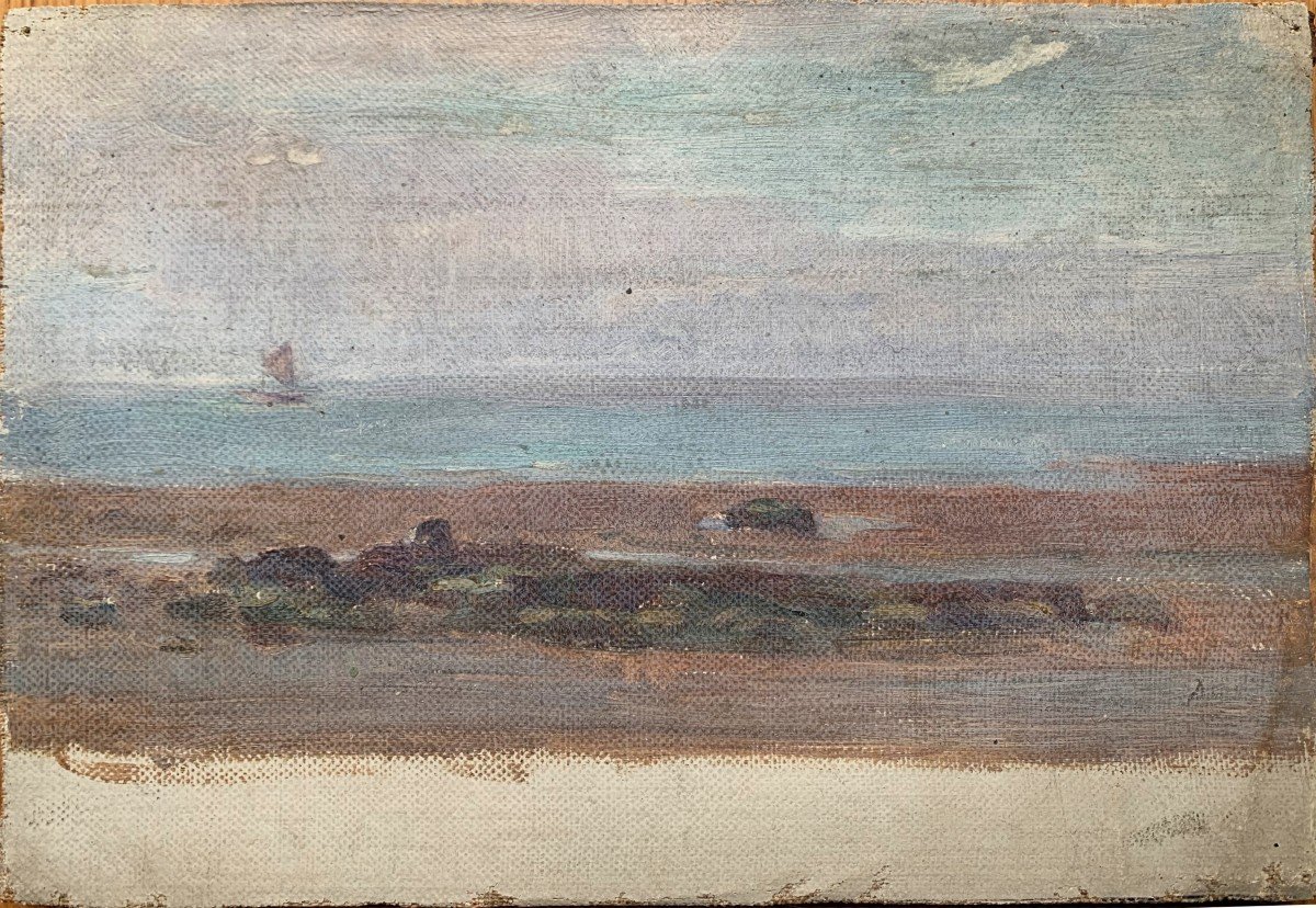 Marine Painting Seaside By Jules Cyrille Cavé (1859 - 1949) Free Shipping-photo-2