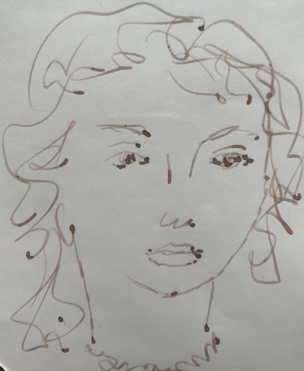 Drawing Young Woman Circa 1959 By Paul Braig-photo-2