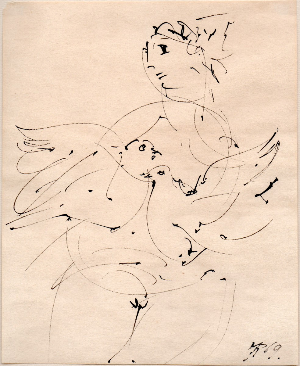 Woman With Two Doves, André Masson, 1969