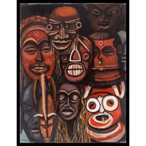 Estevao Soares (1914 - 1992) - African Masks, 1960