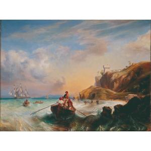 Louis Gamain,  La Grotte de Tibère à Sperlonga, 1843