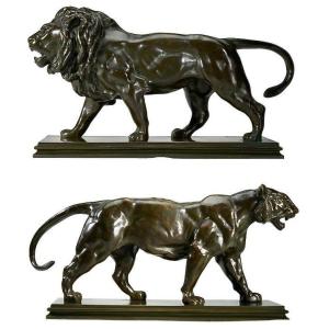 "Lion et tigre marchant" Antoine -Louis BARYE